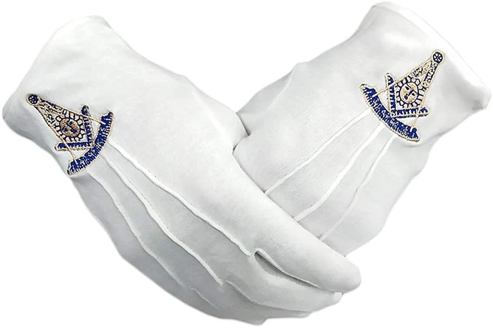 100% хлопковые белые индивидуальные перчатки с масонским логотипом, 2023 высокое качество и Лучшая цена, Бесплатный размер, ежедневная упаковка в океаническом стиле, воздух