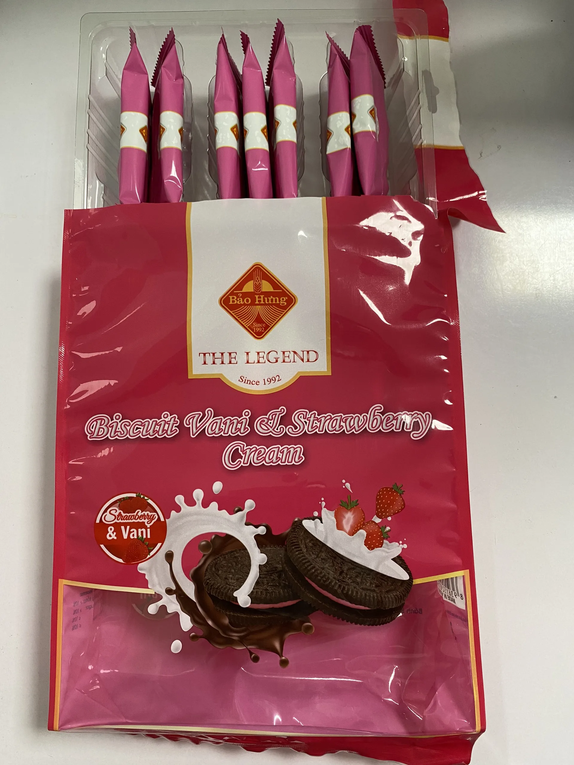 Premium Legend 260g Chocolate Biscuit Bag Vani Strawberry Cream Cookies Potato Flavor Sweet Plastic Box Packaging Made Vietnam
