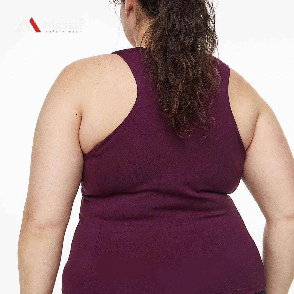 New arrival Custom low V neck ultra soft breathable elastic gym crop sexy boobs