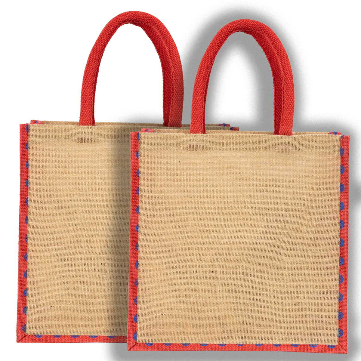 Eco-friendly 100% natural burlap jute shopping tote bag with webbing tape handle & customized print  & logo