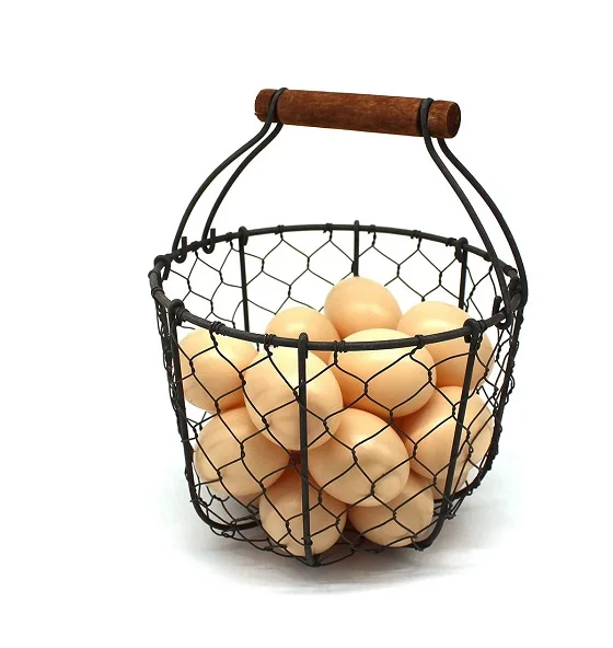 Fancy Design Decorative Fruit Storage Basket Footed Basket Farmhouse Decorative Egg Bowl Metal Iron Wire Basket Home Table