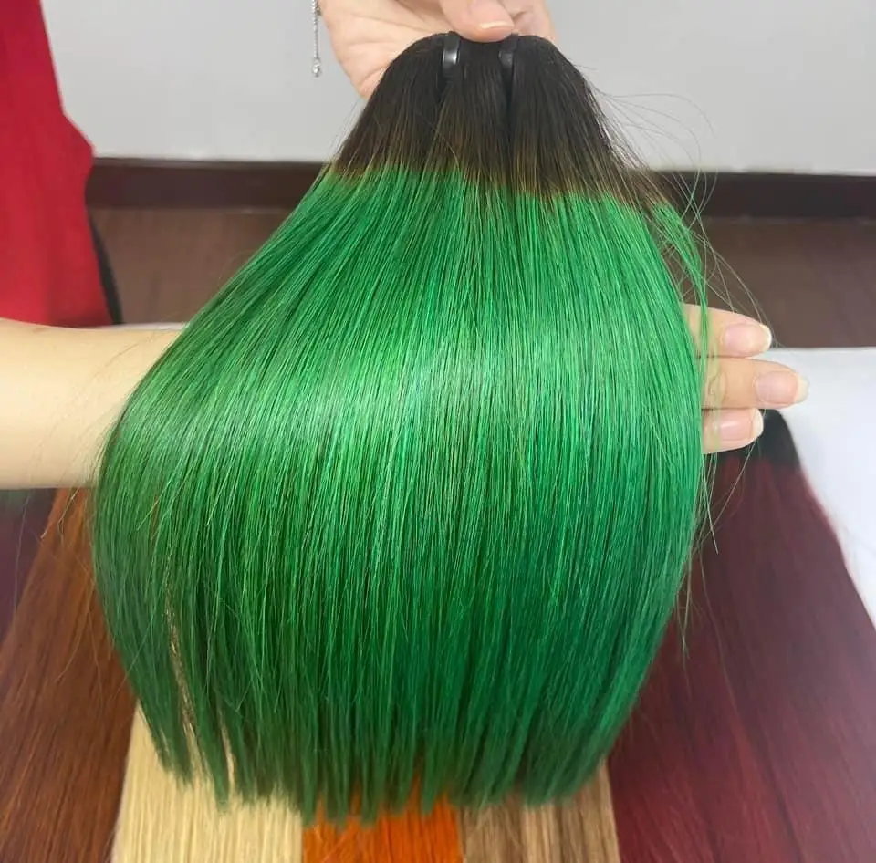 Hot trend color in summer 2024 Bone straight Weft Hair Colored Vietnamese Hair Double Drawn ready to ship genius weft