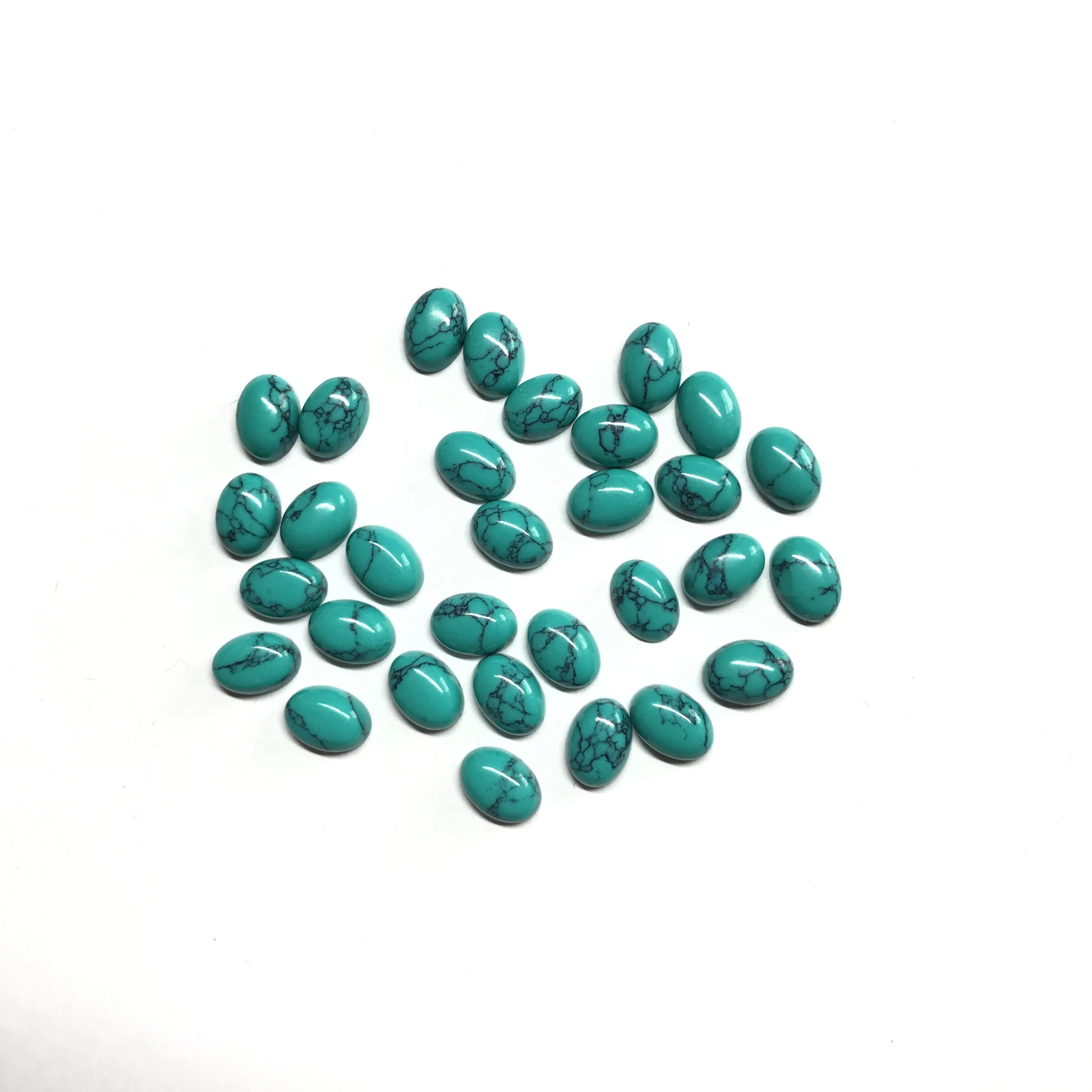IGI Certified 4x5mm Synthetic Turquoise Loose Gemstone in Oval Shape Smooth Cabochon Calibrated Wholesale Price Synthetic Stone