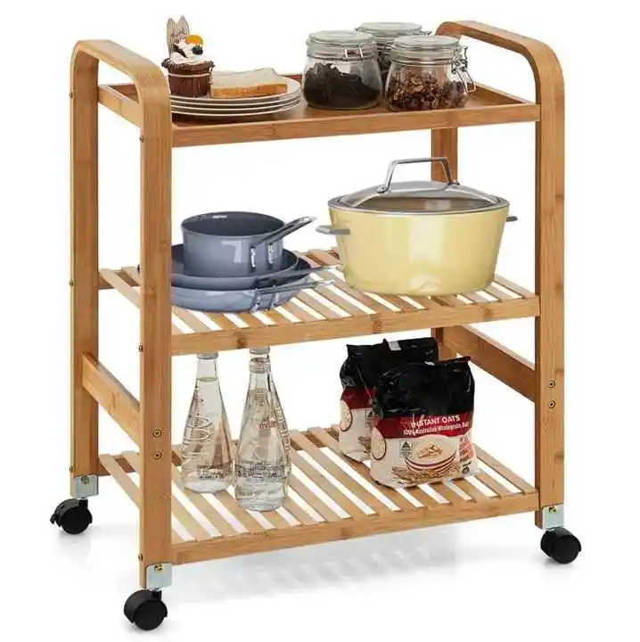 3 Tier Stainless Steel Utility Cart with Locking Wheel Trolley Utility Rolling Serving Catering Storage for Kitchen Restaurant