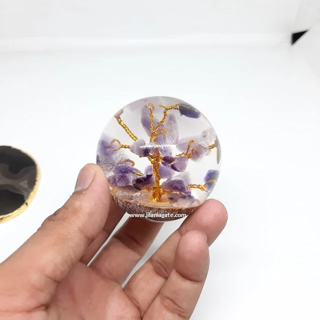 Wholesale Best Price  60mm Lapis Lazuli Orgonite Tree Spheres Ball Crystals Quartz Love Decor Healing Metaphysical