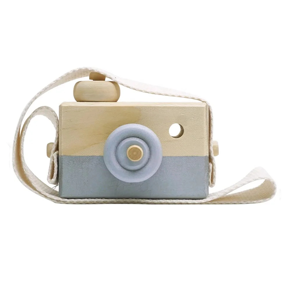 Pretend Play Toy, Neck Hanging Photographed Props Kids Cute Wooden Mini Camera Toy//