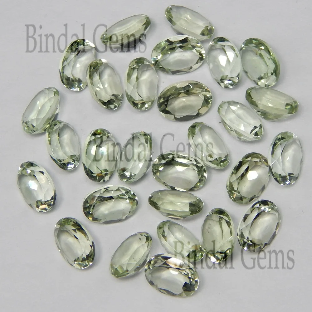 Exclusive Green Amethyst Natural Cabochon 6 x 8 MM Oval Shape Normal Cut Gemstone For Jewellery Making