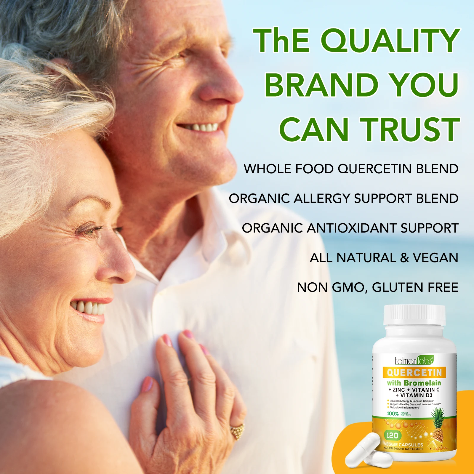 Natural Dietary Quercetin Capsules Supplement 120 Veggie Quercetin 500Mg Capsules Supplements With Bromelain Vitamin C And Zinc