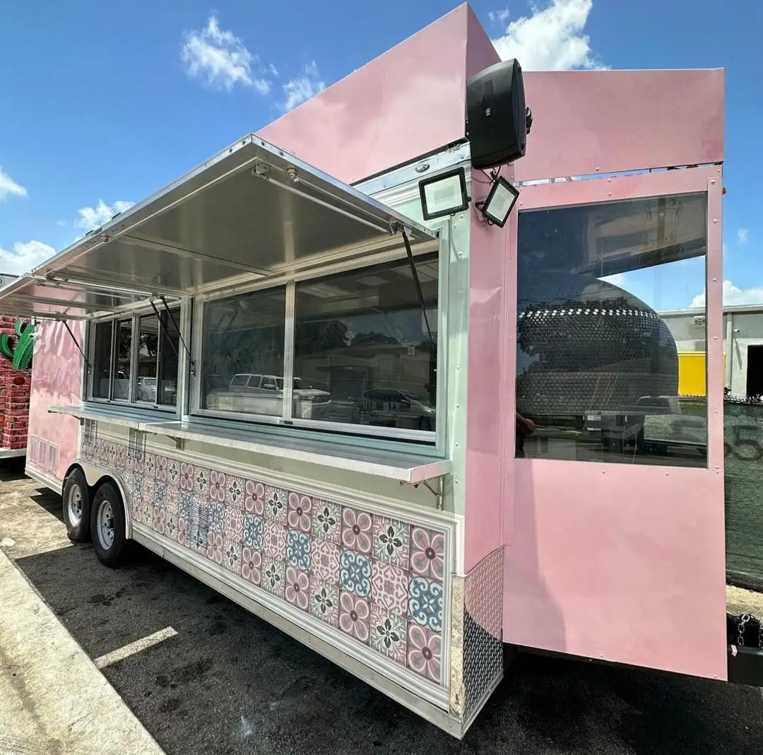 Street Fast Mobile Food Cart Truck Trailer with Kitchen Equipments Frozen Cart | Commercial Food Van Street Mobile food truck