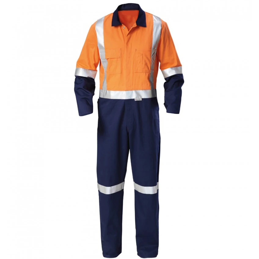 Safety coverall 190gsm 100% cotton marine workwear work clothes reflective boilersuit uniform orange work wear