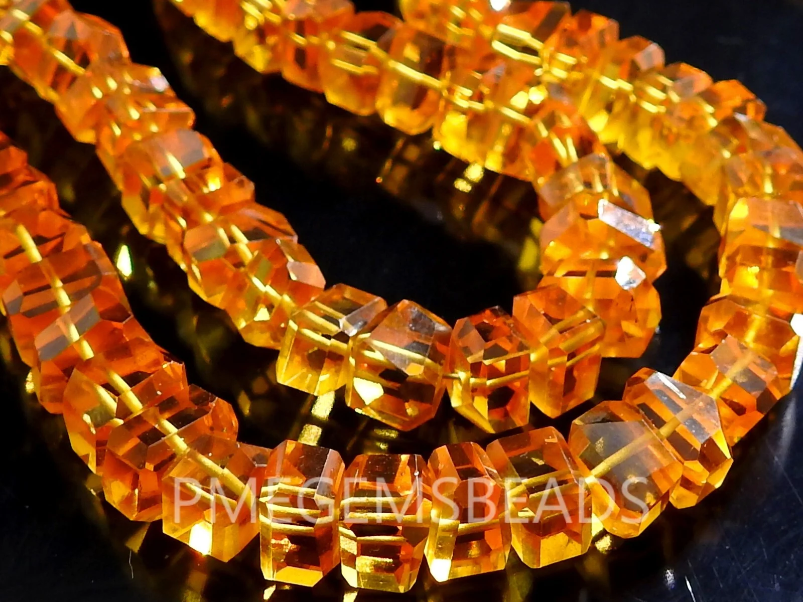 Citrine Yellow Quartz Faceted Tumble Nuggets Gemstone For Jewelry 8Inch 6-8MM Approx