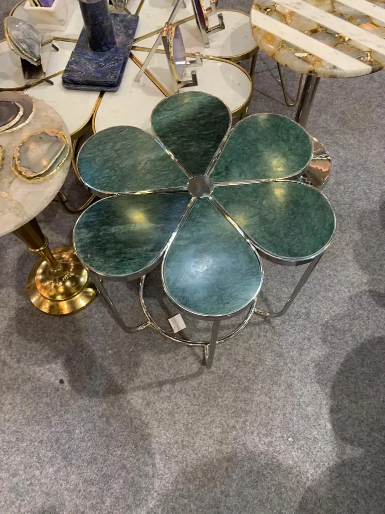 Beautiful Green Marble Inlay Coffee Table Floral Turquoise Pietra Dura Art Garden Home Living Decor Interior Furniture End Table