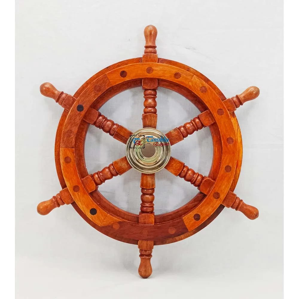Brass nautical marine ship wheel Metal Crafts Wooden ship Steering Pirate captain marine boat ship wheel wall decor wheel