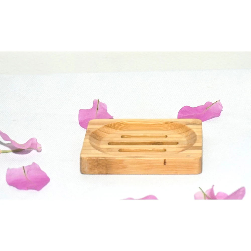 Best price square/round shape cherry bamboo wood soap dish Bathroom Storage soap tray rack from Vietnam