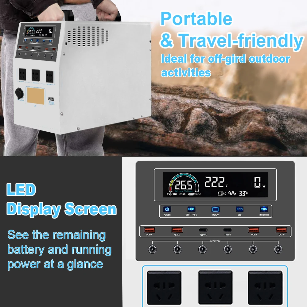 Solar Charging Lighting Kit Solar Power System 2000W 25.6v Lifepo4 Battery with Charger for Home Factory Site Equipment