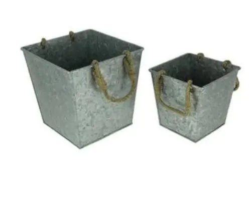 Rope Handle Indoor Commercial Metal Decorative Metal Planter Medium Size Planter Living Room Flower Pot Manufacture by India