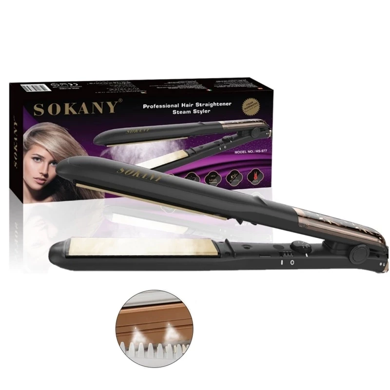 Popular Professional LED Water Vapor Steam Pod 450 Temperature PTC Styler Steampod Hair Straightener