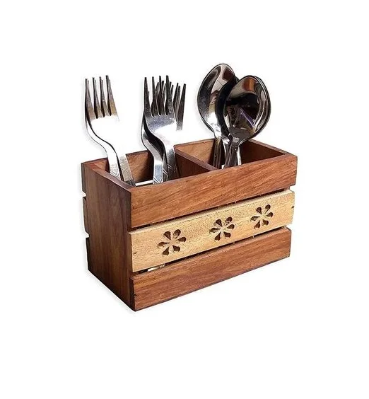 Stylish design square shape cutlery holder high quality handmade wooden cutlery holder at cheapest price