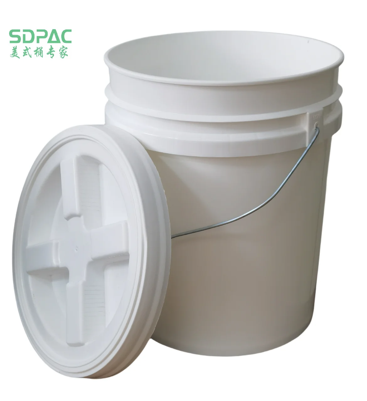 White Plastic 5 Gal. Food Safe Bucket Gamma Screw Lid  Made Of FDA Approved Plastic Material