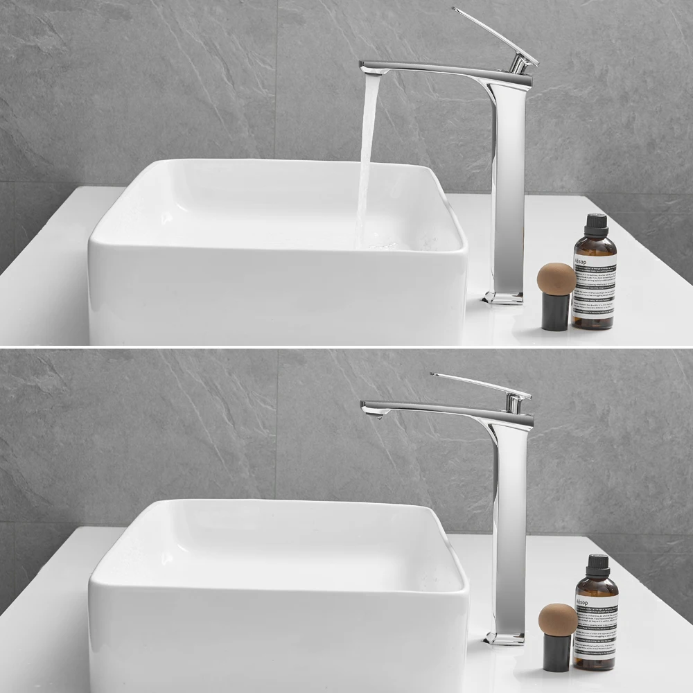 YUNDOOM  Modern Design Brushed Nickel Bathroom Sink Faucet, Solid Brass Basin Mixer Tap, Corrosion-Resistant and Durable