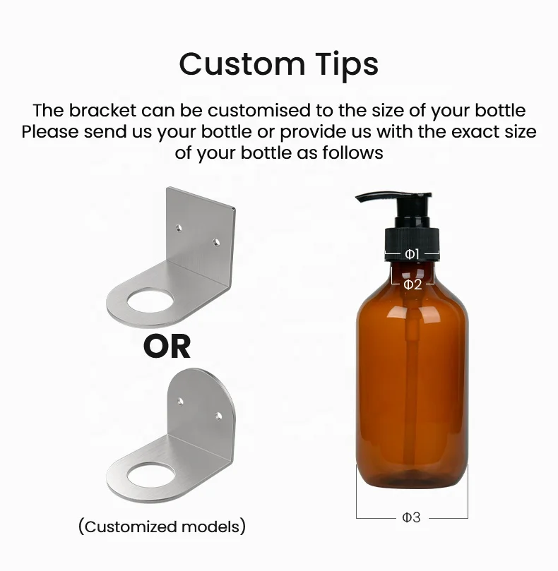 Wall-Mounted Stainless Steel Shower Soap and Shampoo Dispenser Holder Brackets for Hotel Bathroom Accessories
