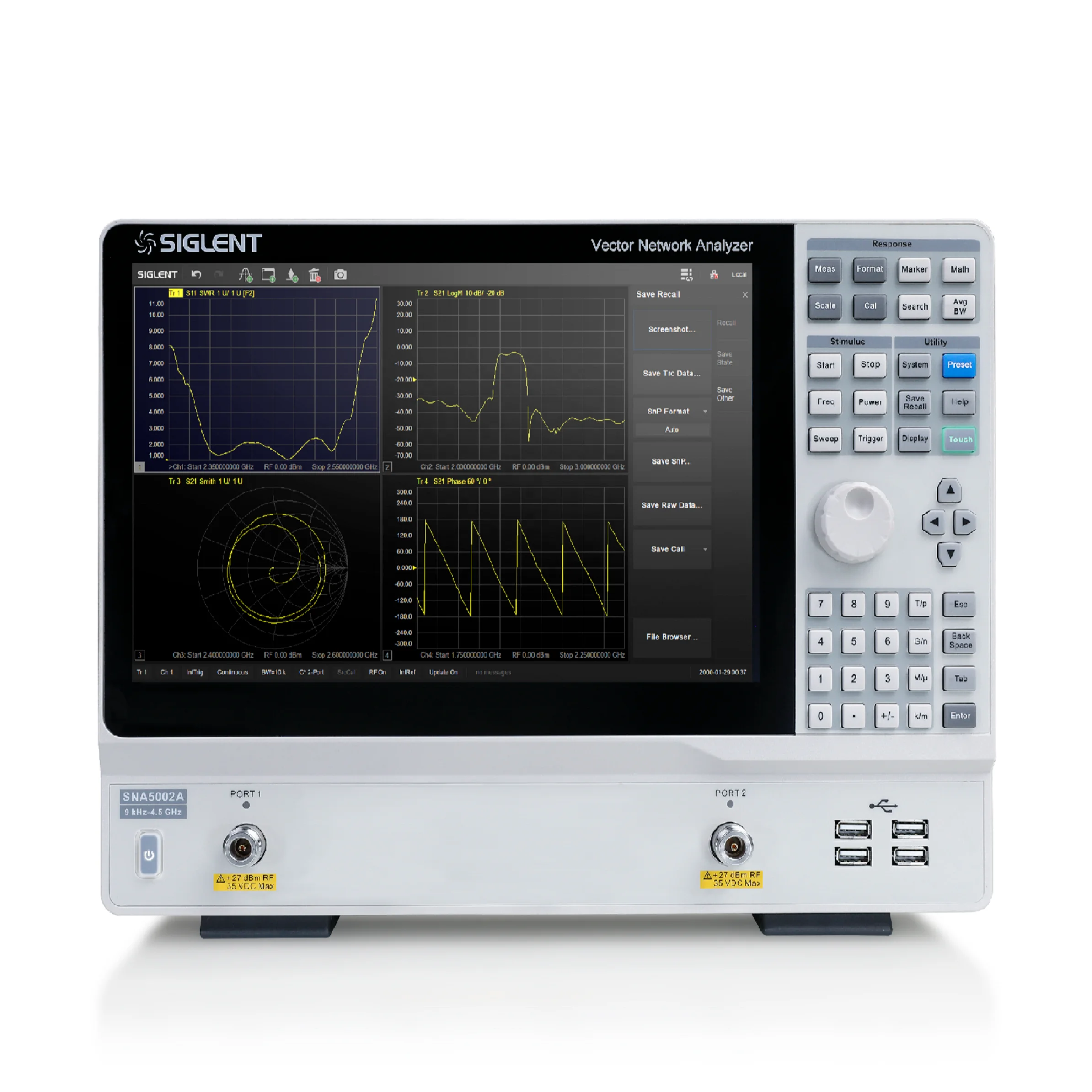 Siglent SNA5002A Vector Network Analyzer Frequency range: 9 kHz ~ 4.5 GHz Two-ports