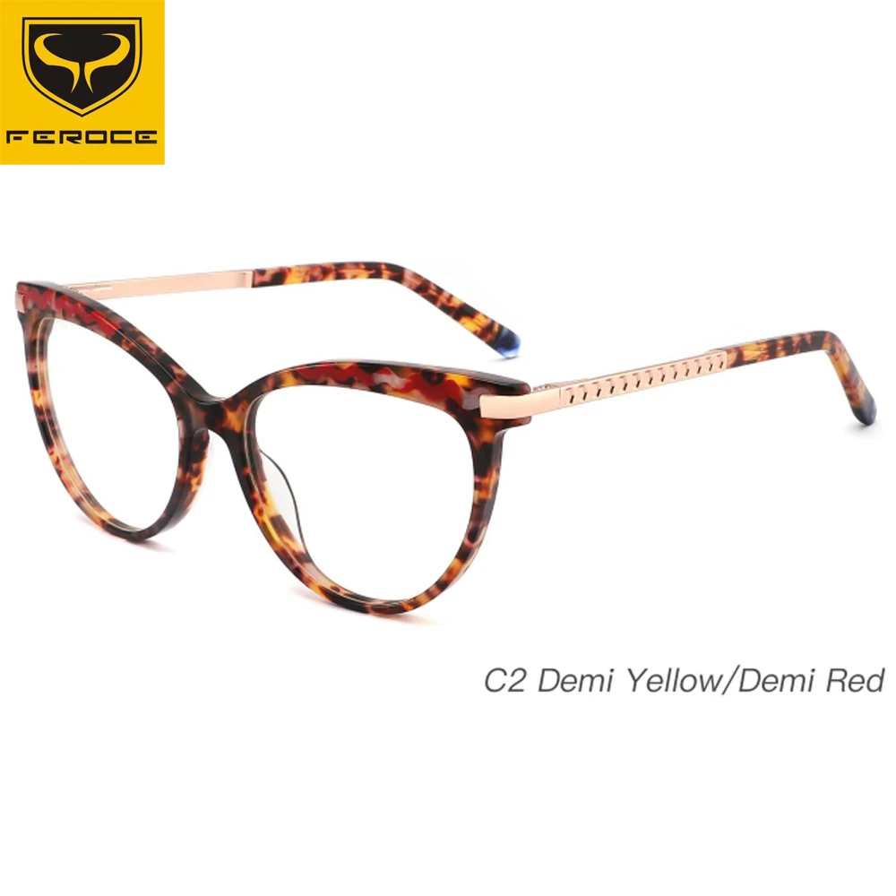 FEROCE Trendy High Quality Designed Acetate Ladies Spectacles Eye Wear Optical Glasses Eyeglasses Frames