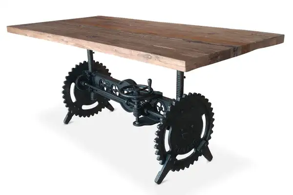 New Design Rustic Steampunk Iron Crank  Rustic Adjustable Rectangle Shape Dining Table