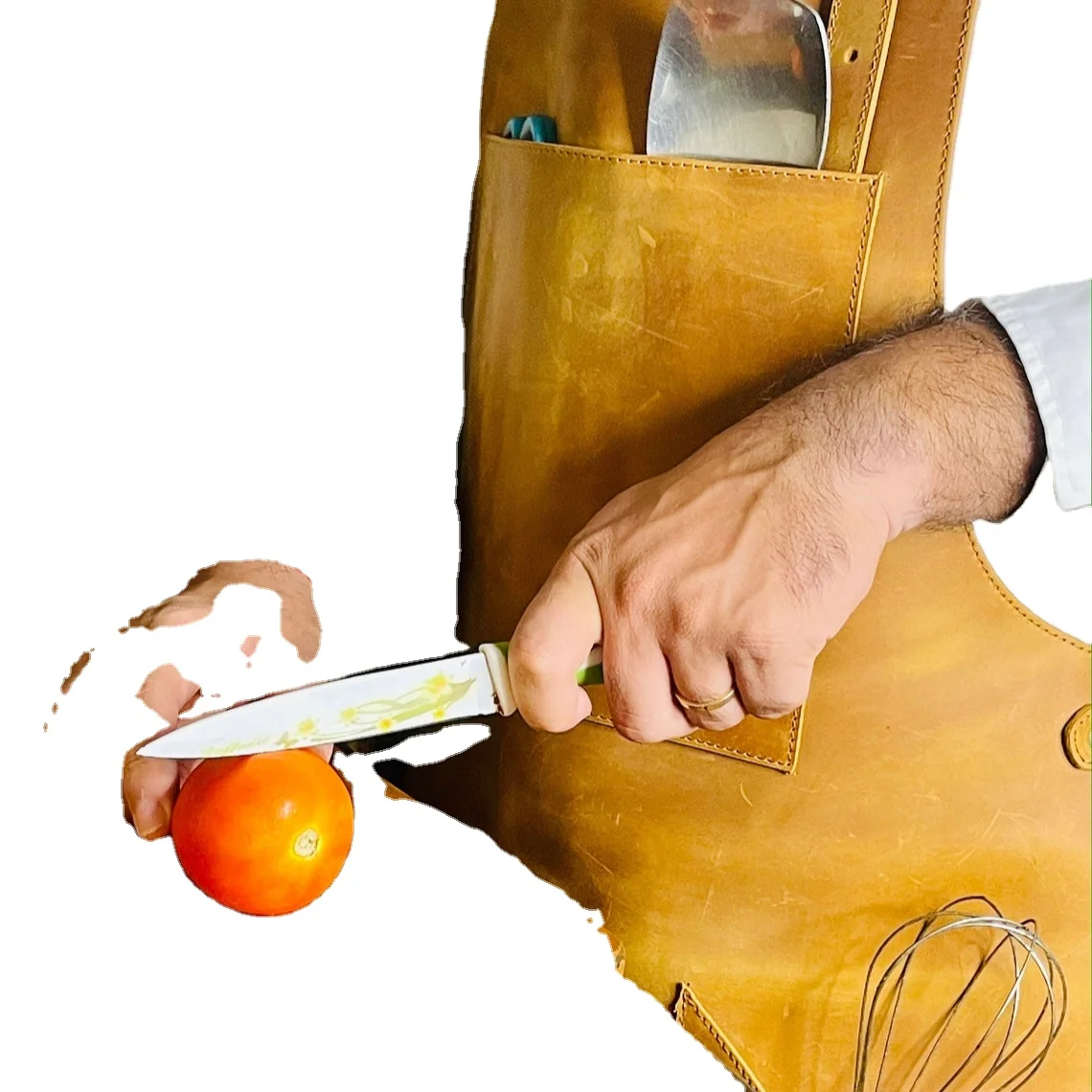 Leather wood working apron with pockets Gardening utility apron