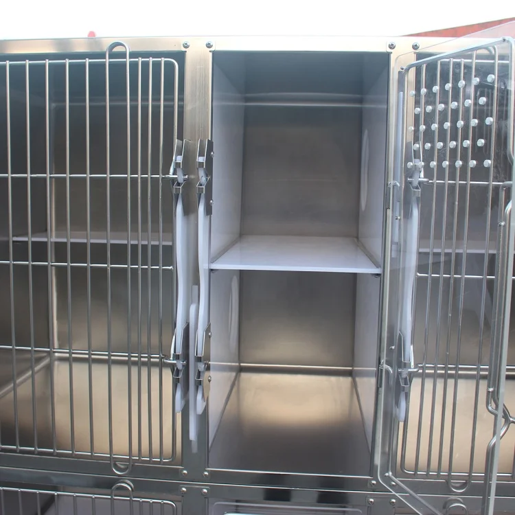 Hacemey hot sale stainless steel 304 wet vet pet  cat cages for cat dog veterinary equipment pet hospital and clinic