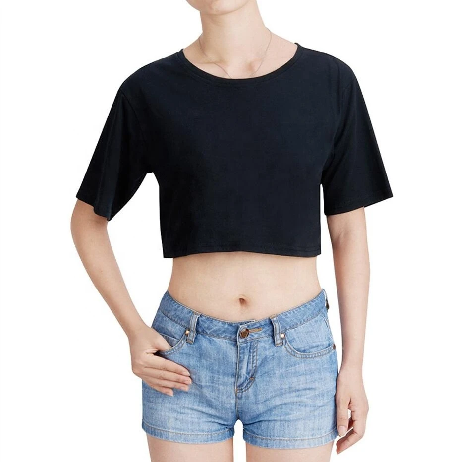 100% Cotton Custom Embroidered Crop Tops Streetwear Short Sleeve T-shirt Women Loose Fit Crop Top t Shirt Yoga Gym T-shirts Tees