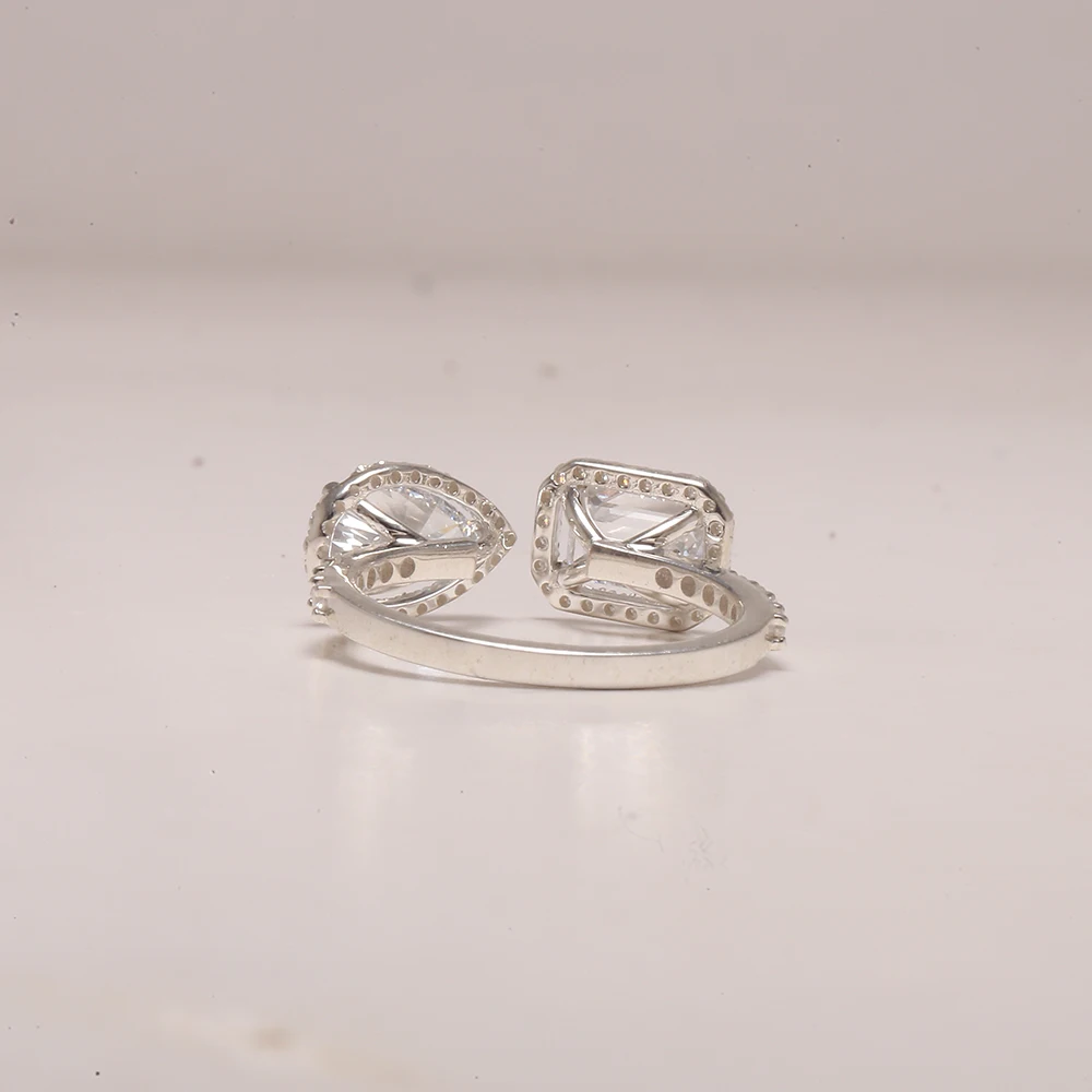 Pear and Emerald Cut Toi Et Moi Ring Latest Design Gift for Her Two Stone Ring Birthday Party Wear Gift Labgrown Diamond Ring