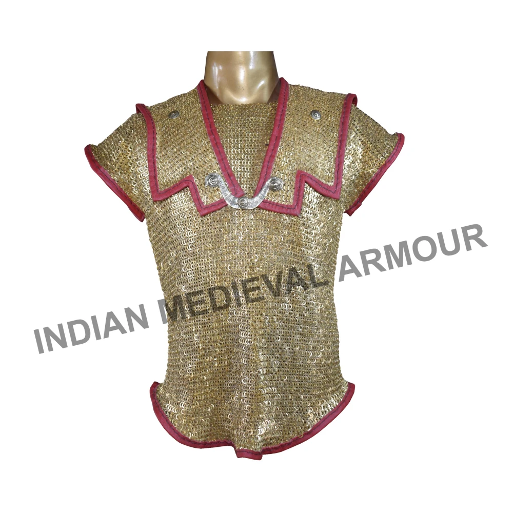 Brass Lorica Hamata Medieval Armory Jacket Silver Polished Armor Costume Jacket