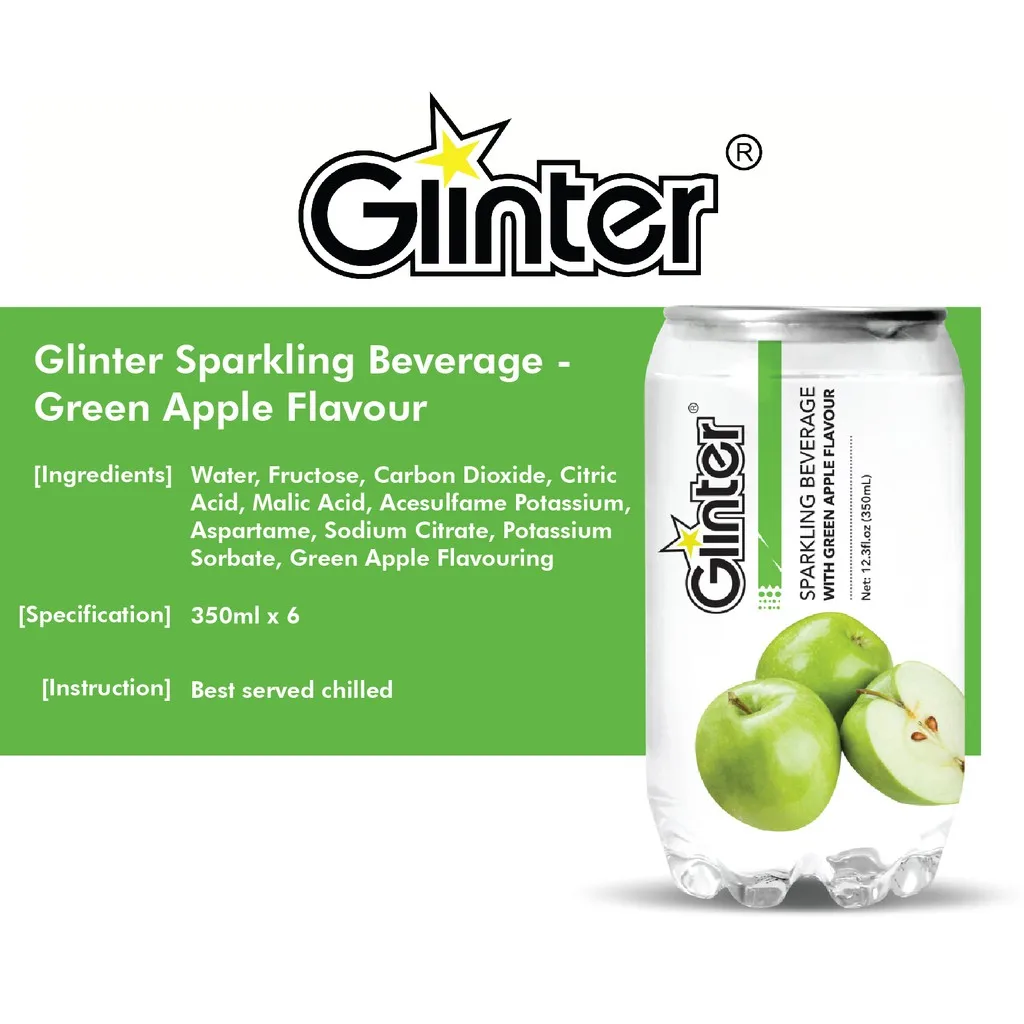 Popular Trendy Teen Young Malaysia Halal Fruit Flavor Clear 350ml PET Cans Refreshing Crystal Clear Sparkling Beverage  Water