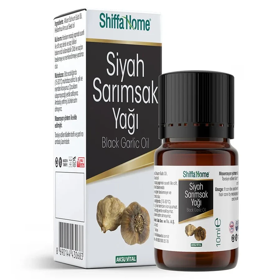 Shiffa Home Organic Olive Oil with Black Garlic 10ml Best Price Natural Herbal Product from Turkey Good for Hair Aksuvital