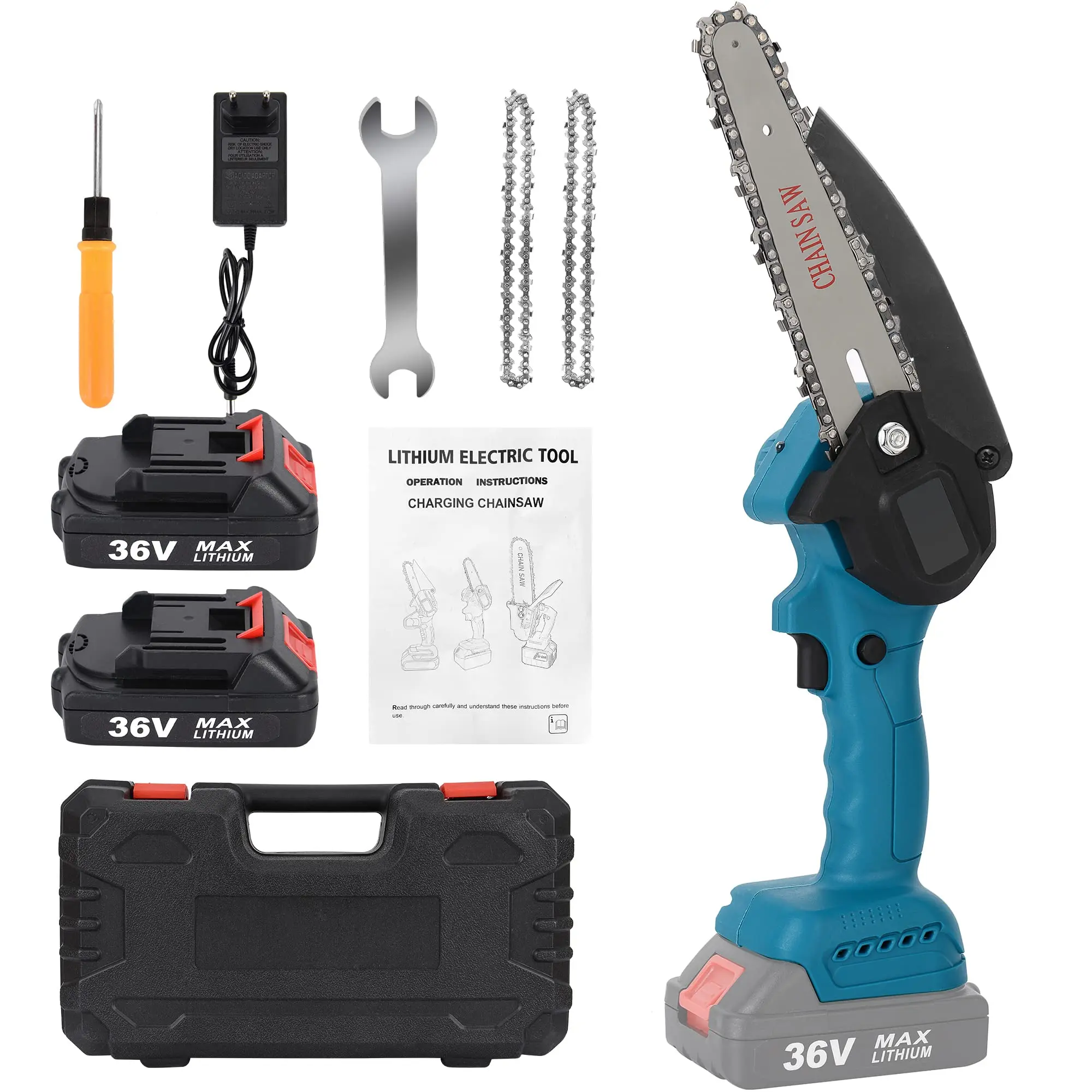 Portable Mini Chainsaw 6 Inch One-hand Use 36V Lithium Battery Electric Chain Saw Chainsaws