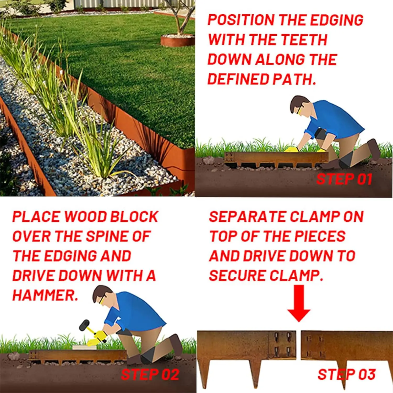 Factory price wholesale durable corten landscape edging metal garden lawn edging