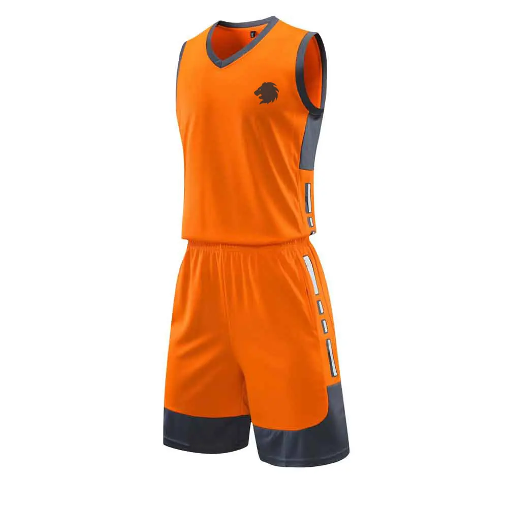 Cheapest Wholesale New Style Basketball Uniform Team Wear Orange & Grey Color Sports Basketball Uniform