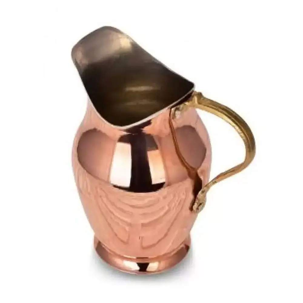 Handmade Copper Carafe, Surahi, Bottle With Hhandle Ottoman Style Antalya For Beverage Service, Antique Style OXIDE Color