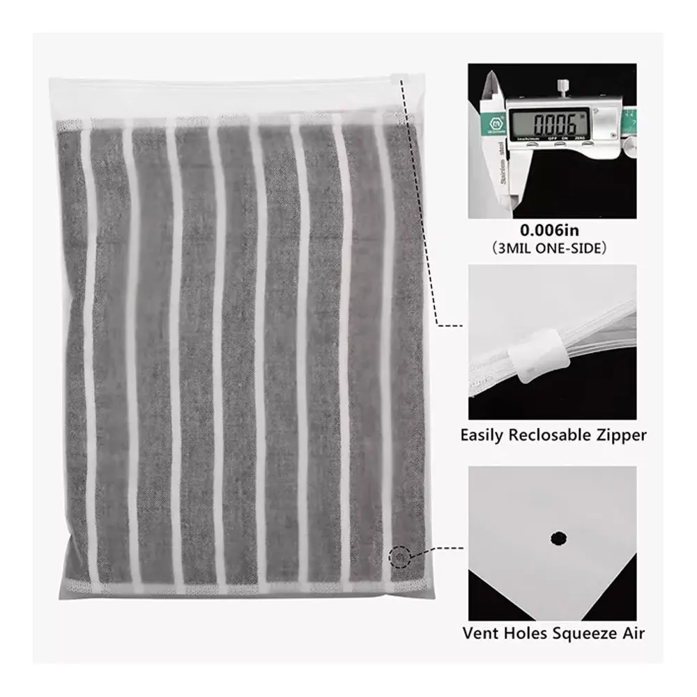 Reusable Plastic Bags Clear Packaging Plastic Bags Frosted Zipper Plastic Bags For Clothing