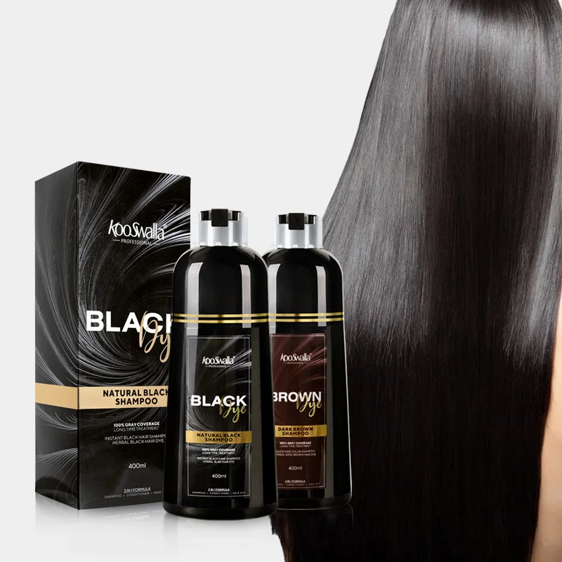 Natural Argan Oil Extract Plant Permanent Black Hair Color Dye Shampoo For Covering Gray Hair