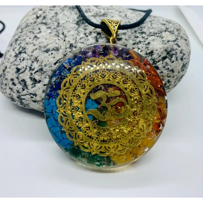 7 Chakra Orgone Pendant Necklace EMF Protection Brass Om Coil Reiki Healing Crystal Jewelry Spiritual Gift