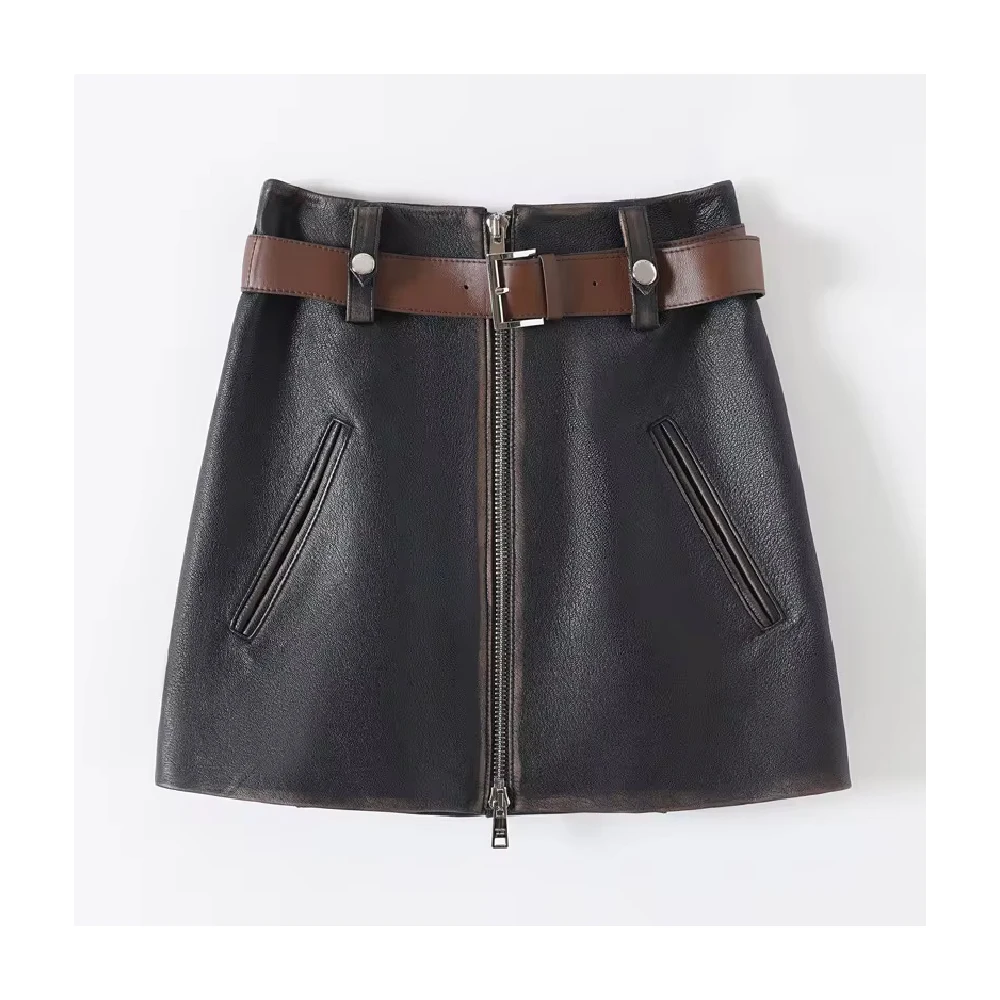 Fashion Wear Leather Skirt Women Outdoor Fashion Wear Top Quality Leather Made Cheap Price Leather Plus Size Womens Skirts