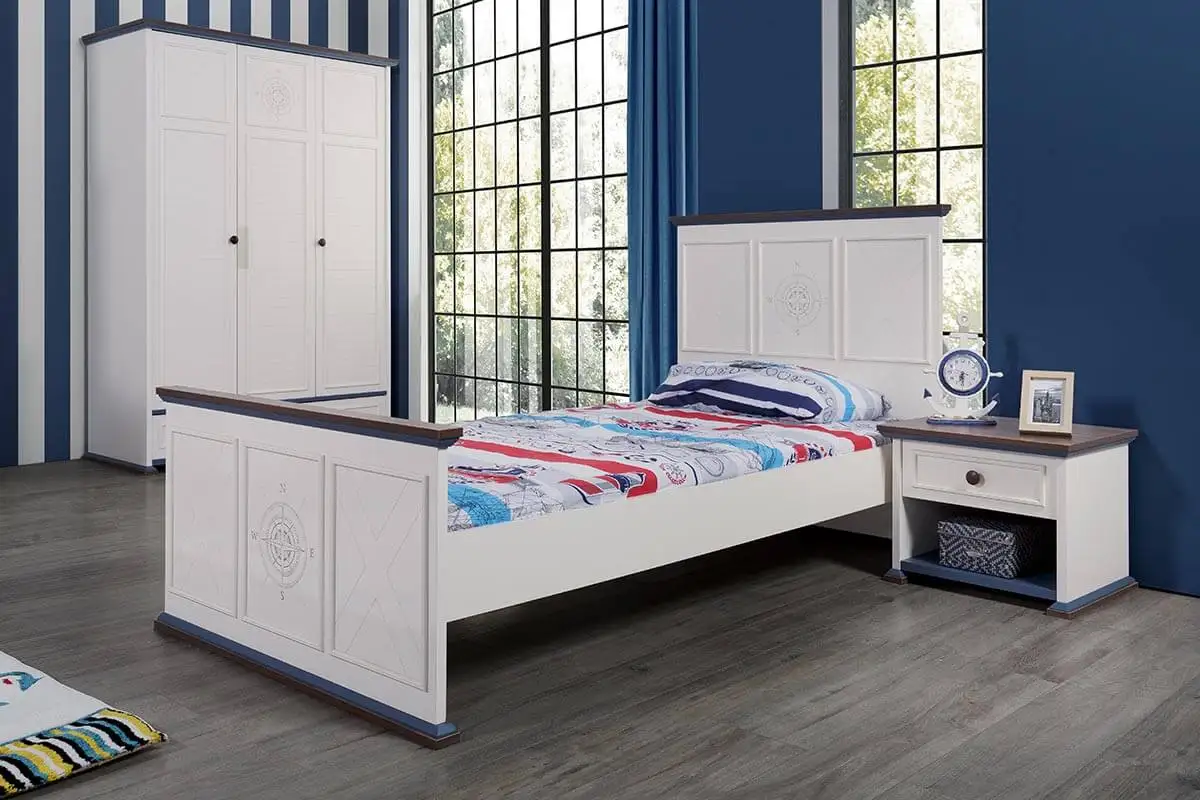 Economic Cheap Kid Teen Bedroom Furniture Set Natural Modern Functional Hygienic Wardrobe Study Desk (ider Marina)