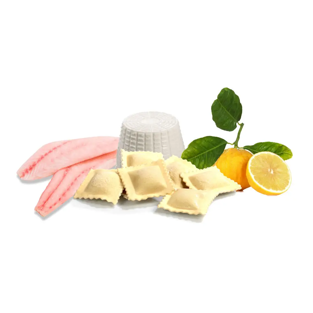 High Quality Artisanal Frozen Ravioli With Ricotta, Grouper and Calabrian Bergamotto 1000 g Bag Made in Italy for Distributor