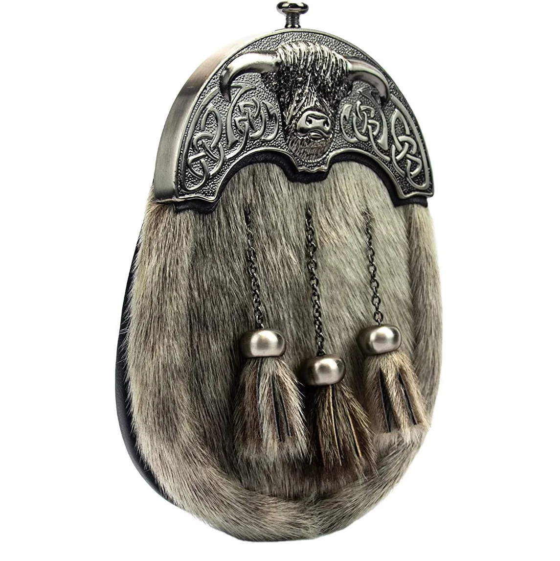 Scottish Kilt Original Seal Skin Full Dress Utility Kilt Sporran Chrome Thistle Cow Leather Sporran Bags Scottish Sporran