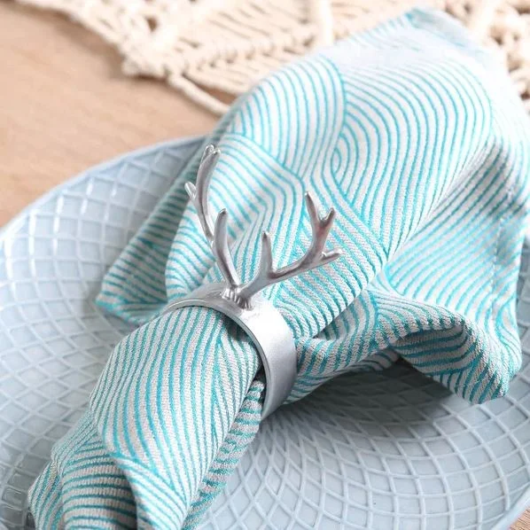 Exclusive Metal Antler Design Set Of 6 Napkin Ring For Dinner Placement Table Cape Setup Banquet Holiday Theme Party Use