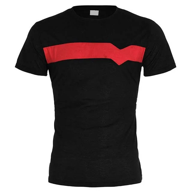 OEM Customized Logo Black and Red Color Slim Fitness 100%Cotton Customized Logo Embroidery Printing Men T Shirts and Shorts Sets