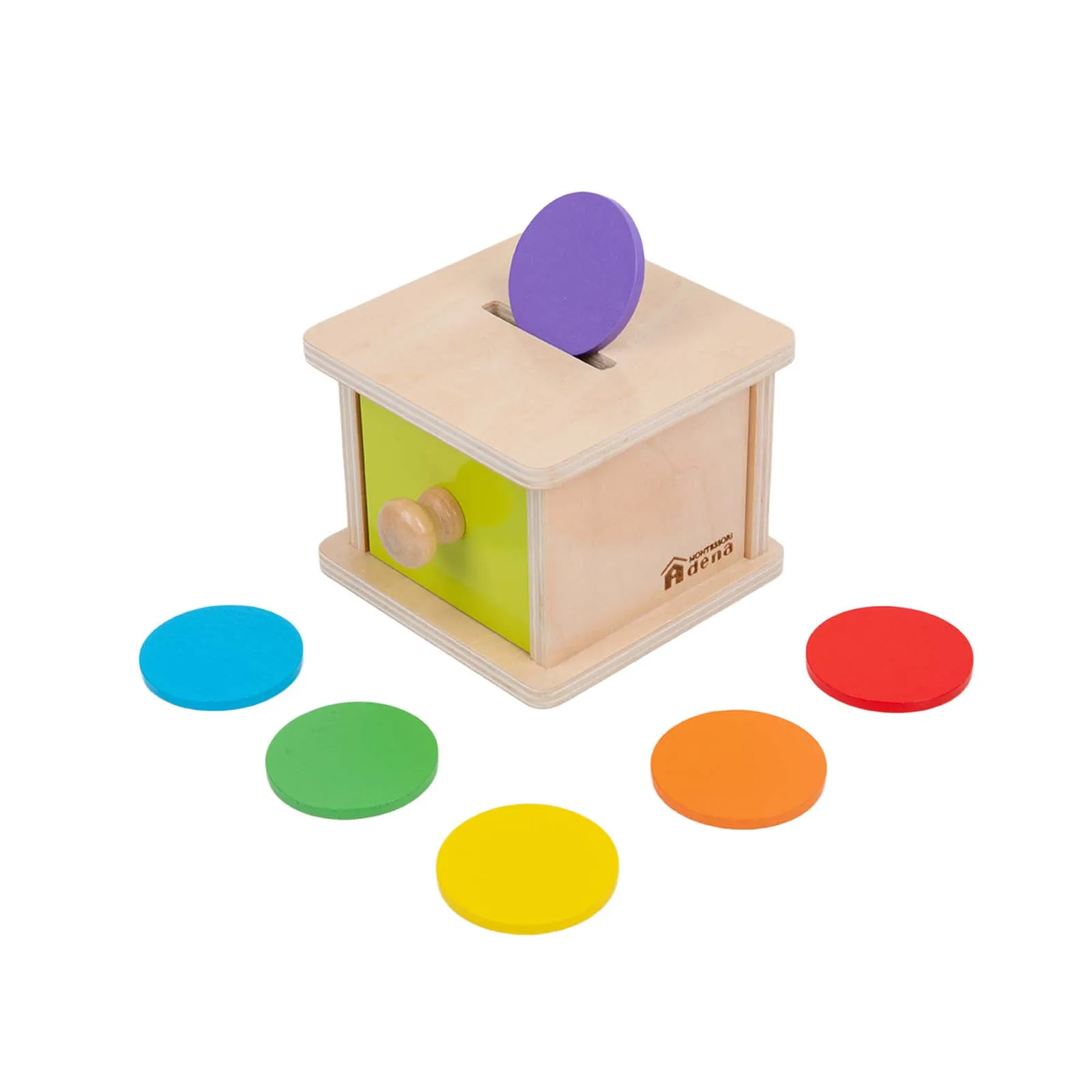 Adena Montessori Coin Box Yellow-Green Door Baby Toys for 6-12 Months Toddlers Infant Toys