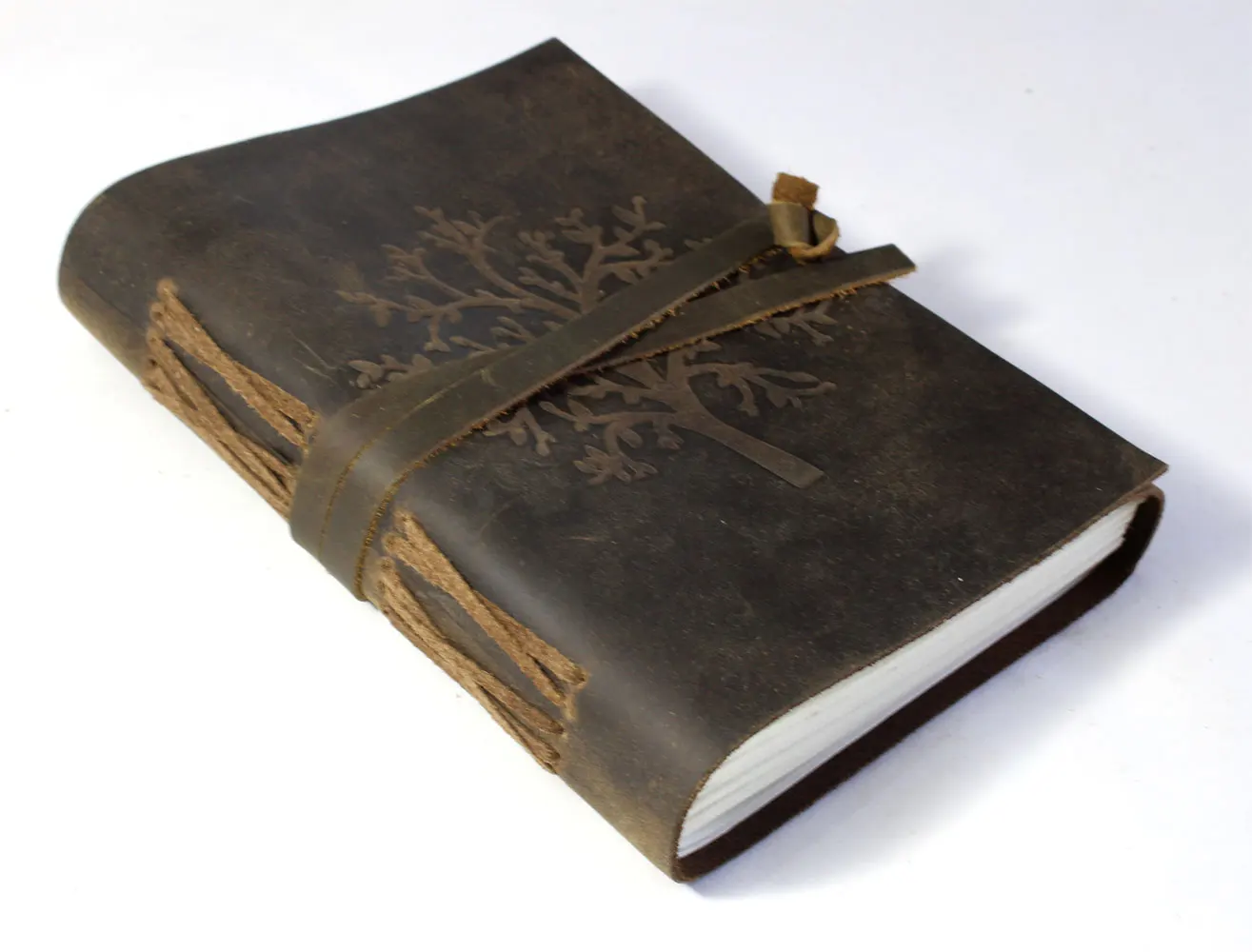 Personalized Organizer Old Tree Of Life Design Embossed Front Cover With Matching Strap Vintage Look Genuine Buffalo Journal